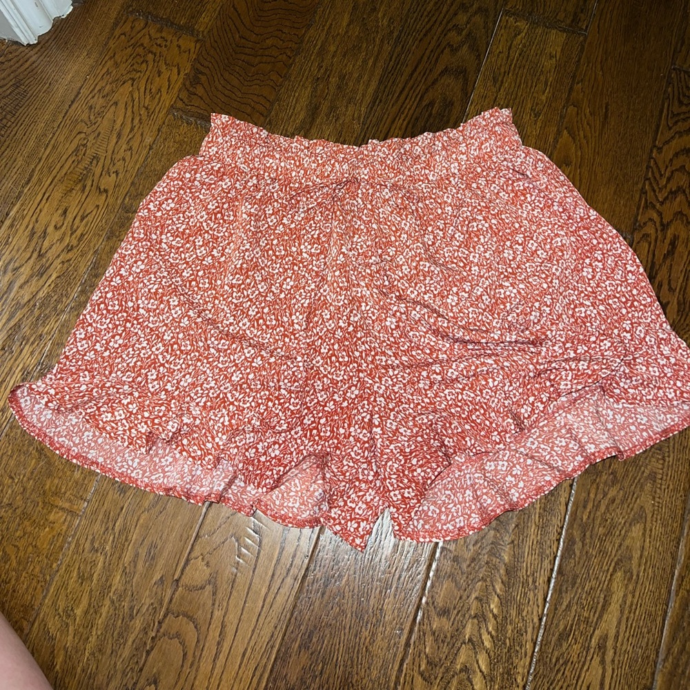 BTFBM orange, floral shorts with draw string waist